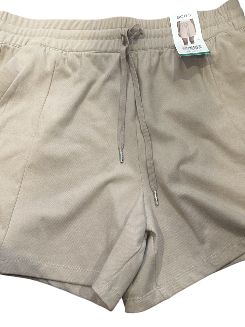 BCBG Men’s Beige Elastic Drawstring Athletic Shorts